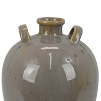 Caleb Accent Vase with Drip Pattern, Angled Handles Beige Gray Ceramic -BM335075