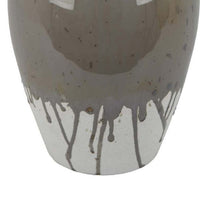 Caleb Accent Vase with Drip Pattern, Angled Handles Beige Gray Ceramic -BM335075