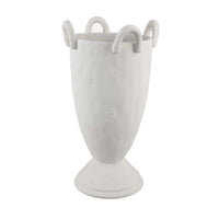 Fiji Accent Planter w Loop Handles, Pedestal White Ceramic 16 Inch -BM335079
