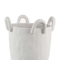Fiji Accent Planter w Loop Handles, Pedestal White Ceramic 16 Inch -BM335079