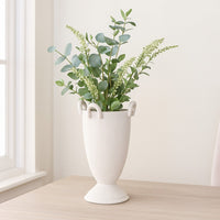 Fiji Accent Planter w Loop Handles, Pedestal White Ceramic 16 Inch -BM335079