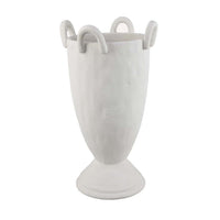 Fiji Accent Planter w Loop Handles, Pedestal White Ceramic 16 Inch -BM335079