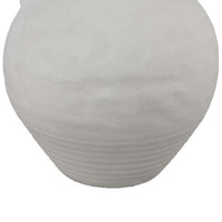 Siela Jug Style Vase with Extended Loop, Ribbed Details, White Ceramic -BM335080