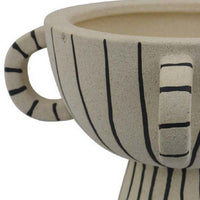 Javier Accent Planter with Loop Handles, Pedestal Black Beige Ceramic -BM335082