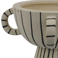Javier Accent Planter with Loop Handles, Pedestal Black Beige Ceramic -BM335082