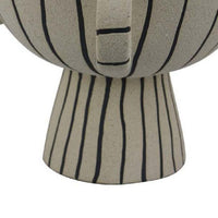 Javier Accent Planter with Loop Handles, Pedestal Black Beige Ceramic -BM335082