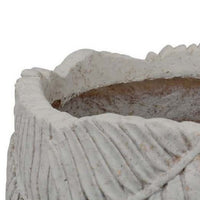 Sicily Accent Planter with Leaf Embossed Surface, Flared Gray Resin -BM335083