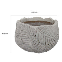 Sicily Accent Planter with Leaf Embossed Surface, Flared Gray Resin -BM335083