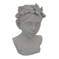 Sanie Decorative Female Bust with Floral Crown, Gray Resin 17 Inch -BM335085