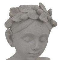 Sanie Decorative Female Bust with Floral Crown, Gray Resin 17 Inch -BM335085