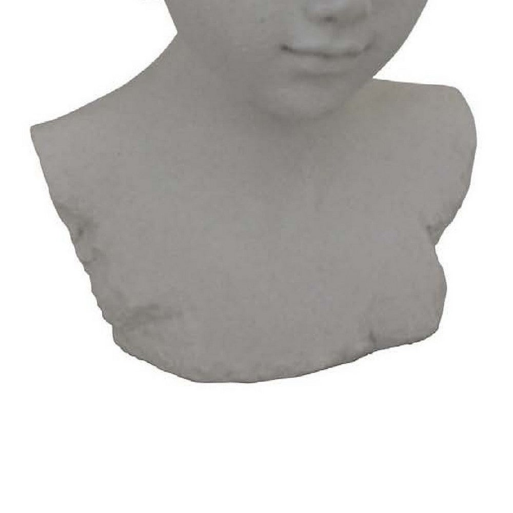 Sanie Decorative Female Bust with Floral Crown, Gray Resin 17 Inch -BM335085