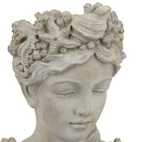 Lewis Bust Planter with Sea Life and Coral Patterns, White Terracotta -BM335086