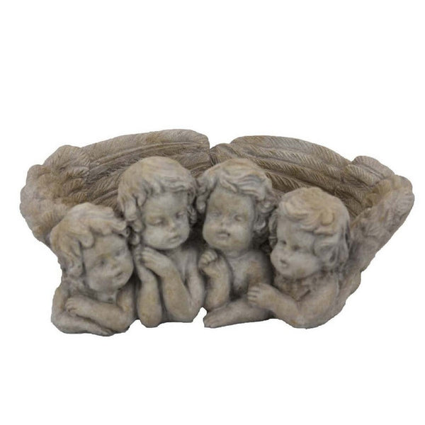 Rachel Accent Planter with 4 Sculpted Cherubs Antique White Terracotta -BM335087