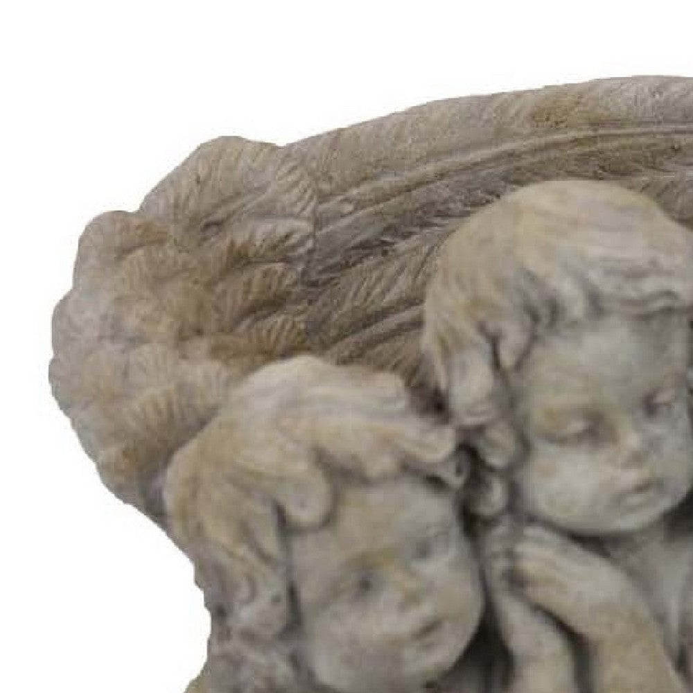 Rachel Accent Planter with 4 Sculpted Cherubs Antique White Terracotta -BM335087