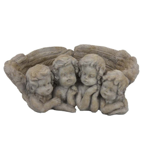Rachel Accent Planter with 4 Sculpted Cherubs Antique White Terracotta -BM335087