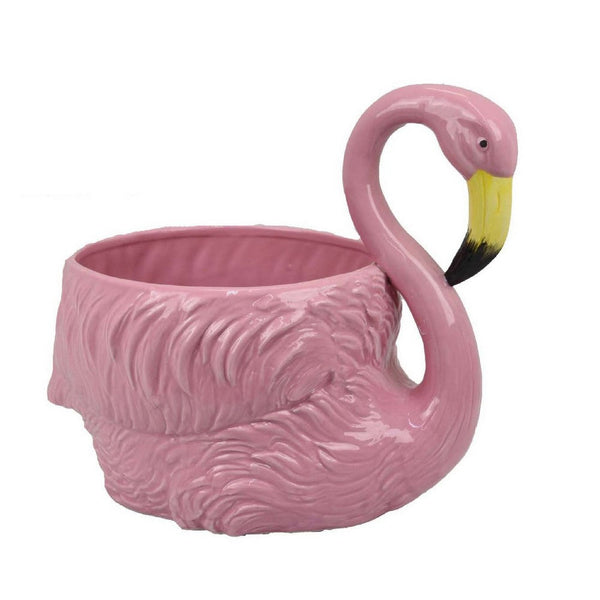 Tulip Accent Planter, Lifelike Flamingo Sculpted Details, Pink Ceramic -BM335089