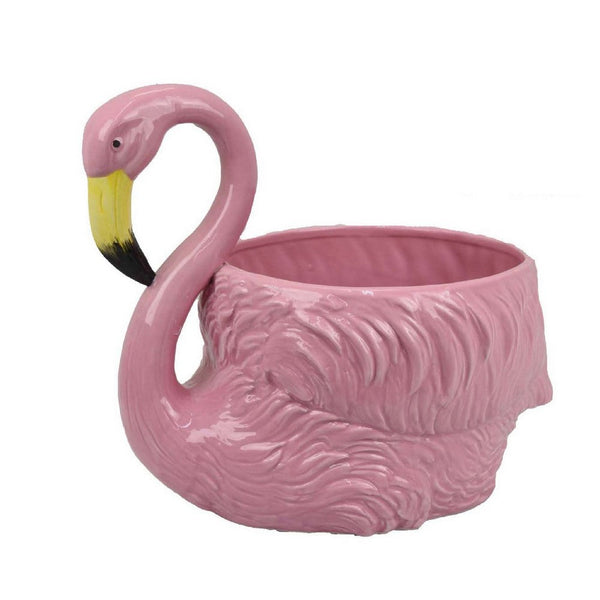 Tulip Accent Planter, Lifelike Flamingo Sculpted Details, Pink Ceramic -BM335089