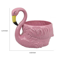 Tulip Accent Planter, Lifelike Flamingo Sculpted Details, Pink Ceramic -BM335089