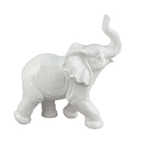 Capriz Tabletop Accent Decor, Elephant Raised Trunk, White Ceramic -BM335090