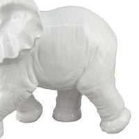 Capriz Tabletop Accent Decor, Elephant Raised Trunk, White Ceramic -BM335090