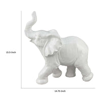 Capriz Tabletop Accent Decor, Elephant Raised Trunk, White Ceramic -BM335090