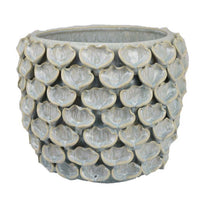 Aster Accent Planter w Raised Petal Pattern Blue Green Ceramic 10 Inch -BM335092