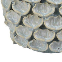 Aster Accent Planter w Raised Petal Pattern Blue Green Ceramic 10 Inch -BM335092