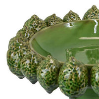Rambo Decorative Bowl, Sculpted Lime Motifs, Glazed Green Ceramic -BM335094