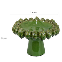 Rambo Decorative Bowl, Sculpted Lime Motifs, Glazed Green Ceramic -BM335094