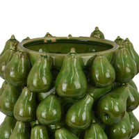 Salina Accent Vase with Pear Shaped Drop Accents, Glossy Green Ceramic -BM335095