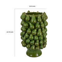 Salina Accent Vase with Pear Shaped Drop Accents, Glossy Green Ceramic -BM335095