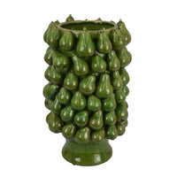 Salina Accent Vase with Pear Shaped Drop Accents, Glossy Green Ceramic -BM335095