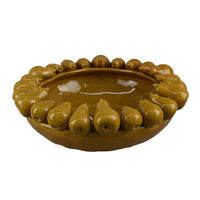 Fenie Decorative Bowl, Sculpted Pear Motifs, Mustard Yellow Ceramic -BM335097