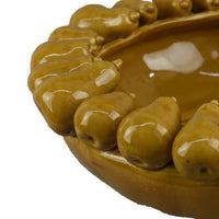 Fenie Decorative Bowl, Sculpted Pear Motifs, Mustard Yellow Ceramic -BM335097