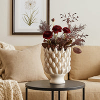 Joseph Accent Vase with Tiered Flame Accents, Ivory Ceramic 17 Inch -BM335098