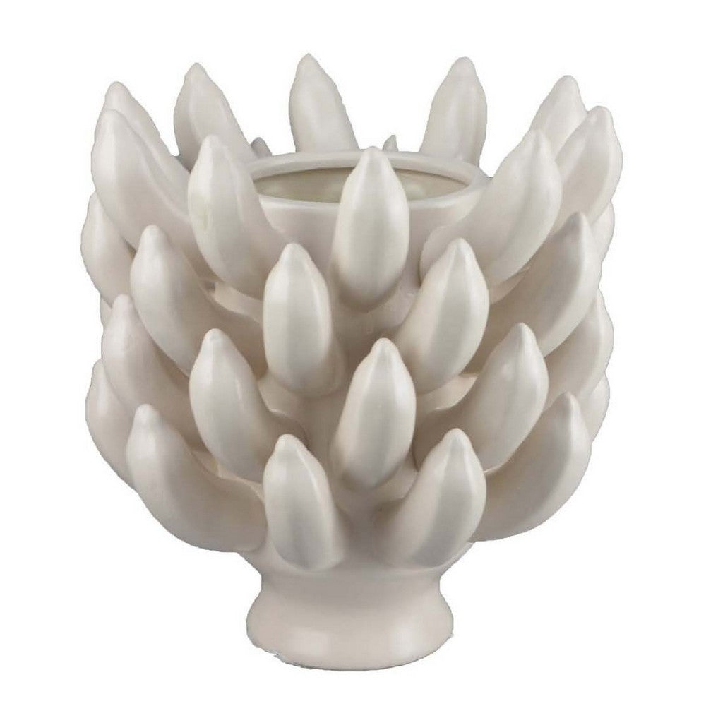 Joseph Accent Vase with Tiered Flame Accents, Ivory Ceramic 11 Inch -BM335099