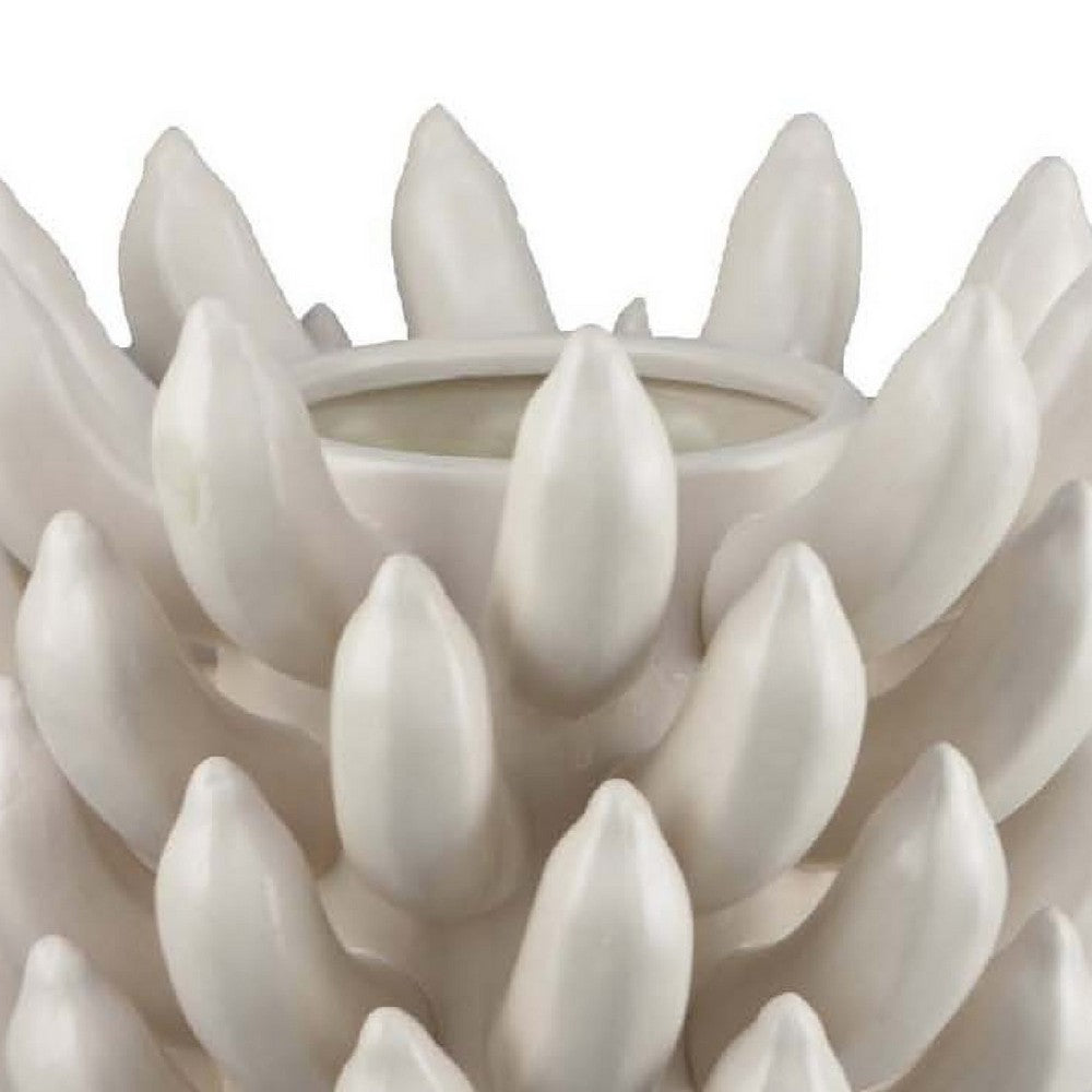 Joseph Accent Vase with Tiered Flame Accents, Ivory Ceramic 11 Inch -BM335099