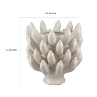 Joseph Accent Vase with Tiered Flame Accents, Ivory Ceramic 11 Inch -BM335099