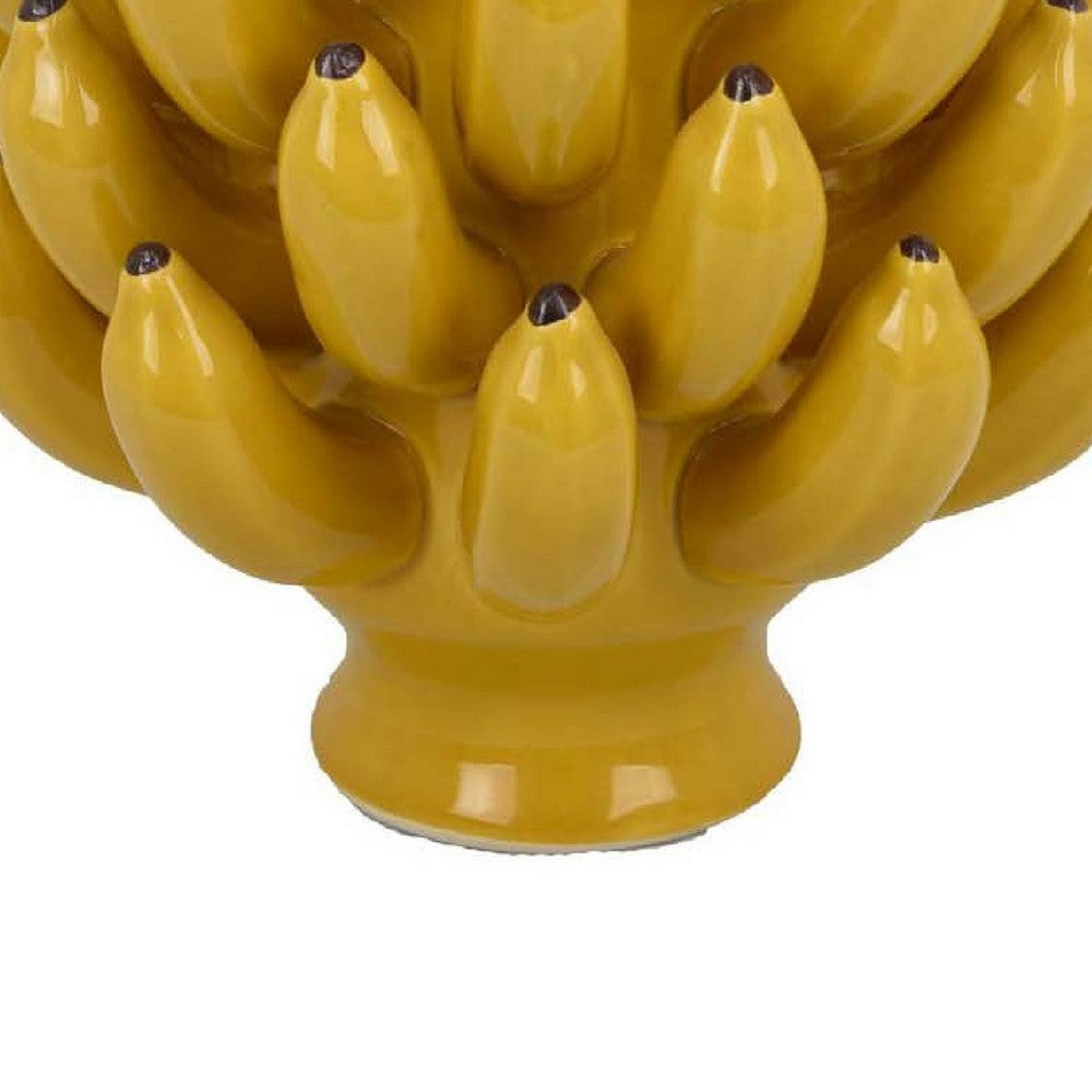 Joseph Accent Vase with Tiered Banana Accents, Yellow Ceramic 11 Inch -BM335101
