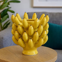 Joseph Accent Vase with Tiered Banana Accents, Yellow Ceramic 11 Inch -BM335101