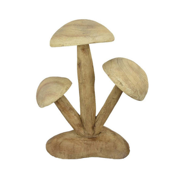 Sarah Outdoor Accent Decor, 3 Mushroom Sculpture, Natural Brown Resin -BM335102