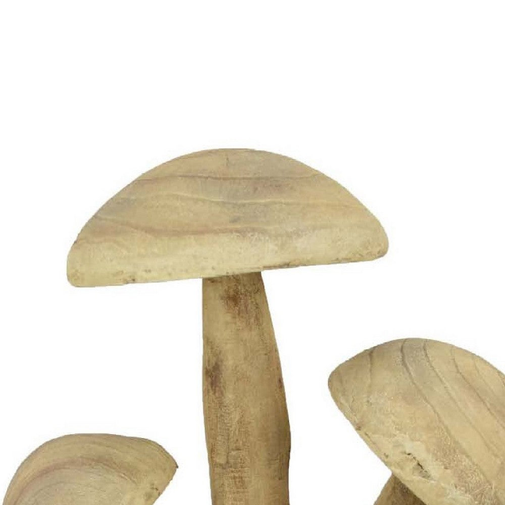 Sarah Outdoor Accent Decor, 3 Mushroom Sculpture, Natural Brown Resin -BM335102