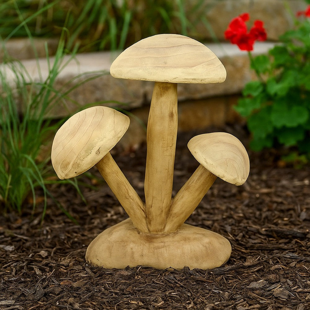 Sarah Outdoor Accent Decor, 3 Mushroom Sculpture, Natural Brown Resin -BM335102