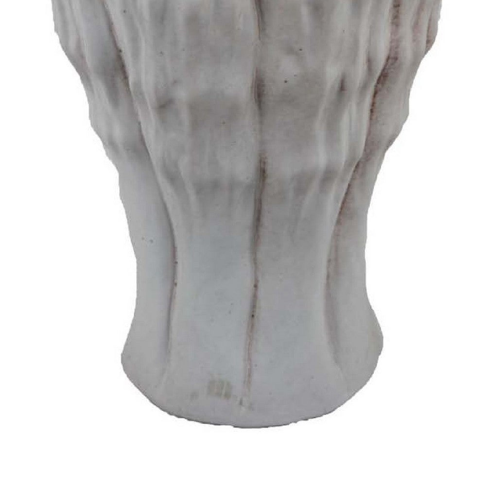 Maria Accent Vase with Rippled Texture, Tapered Gray Ceramic 15 Inch -BM335105