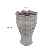 Maria Accent Vase with Rippled Texture, Tapered Gray Ceramic 15 Inch -BM335105
