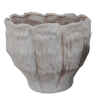 Maria Accent Planter Set of 2, Scalloped Rim, Gray Textured Ceramic -BM335106
