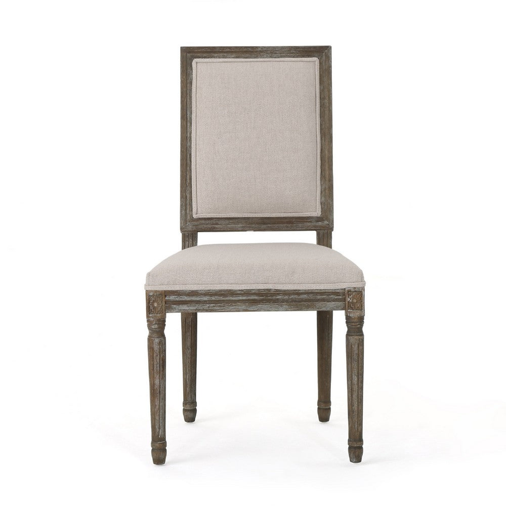 Side Dining Chair Set of 2, Wheat Beige Polyester, Distressed Brown -BM335108
