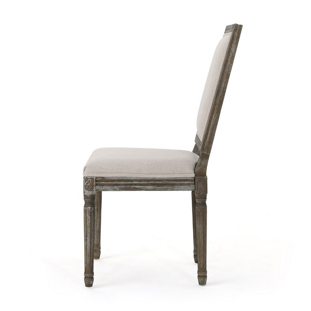 Side Dining Chair Set of 2, Wheat Beige Polyester, Distressed Brown -BM335108