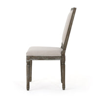 Side Dining Chair Set of 2, Wheat Beige Polyester, Distressed Brown -BM335108
