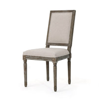 Side Dining Chair Set of 2, Wheat Beige Polyester, Distressed Brown -BM335108